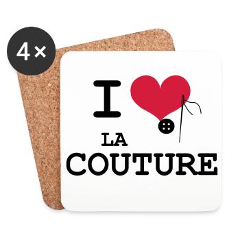 I Love la Couture - Dessous de verre (lot de 4) - blanc - Devant