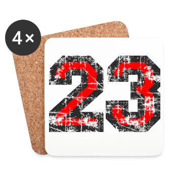Zahl 23 (Vintage Rot) 23. Geburtstag Nr. 23 - Untersetzer (4er-Set) - Weiß - Vorne