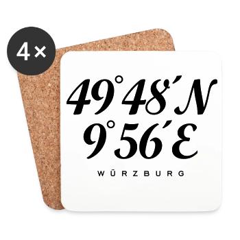 Würzburger Koordinaten Würzburg - Untersetzer (4er-Set) - Weiß - Vorne