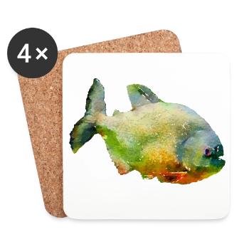 piranha - Dessous de verre (lot de 4) - blanc - Devant