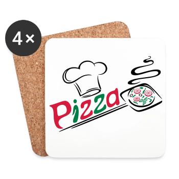 Pizza baker with cooking cap - Coasters (set of 4) - white - Front