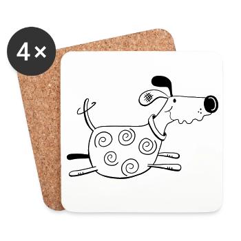 Funny Running Dog - Dogs - Gift - Cartoon - Coasters (set of 4) - white - Front