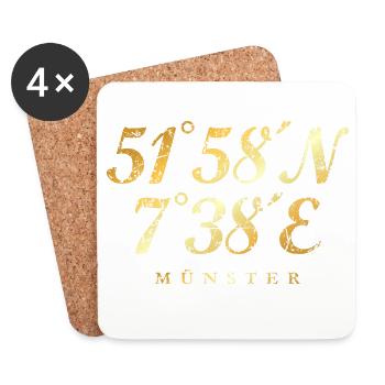 Münsteraner Koordinaten Münster (Vintage/Gelb) - Untersetzer (4er-Set) - Weiß - Vorne
