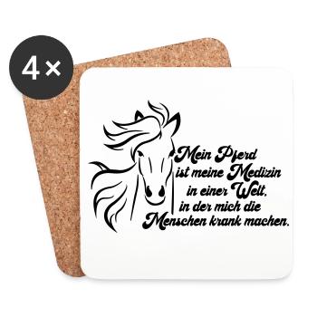 Pferd Reiten Reiter Spruch lustig Pferde Pony - Untersetzer (4er-Set) - Weiß - Vorne