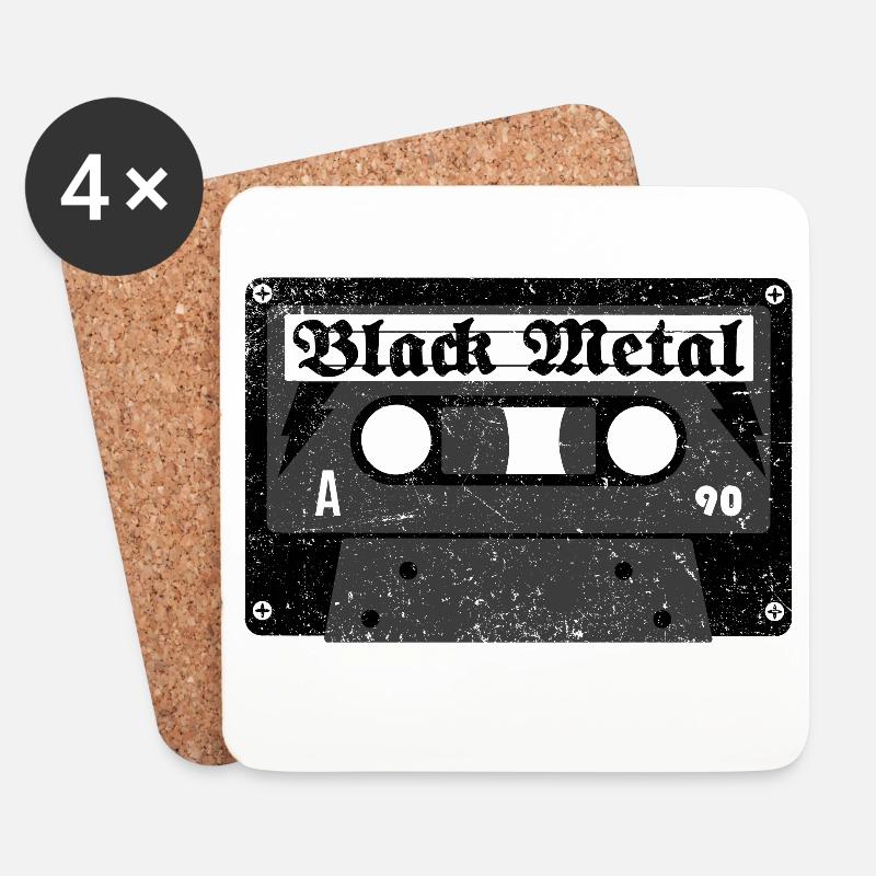 Black Metal Kassette - Untersetzer (4er-Set) - Weiß