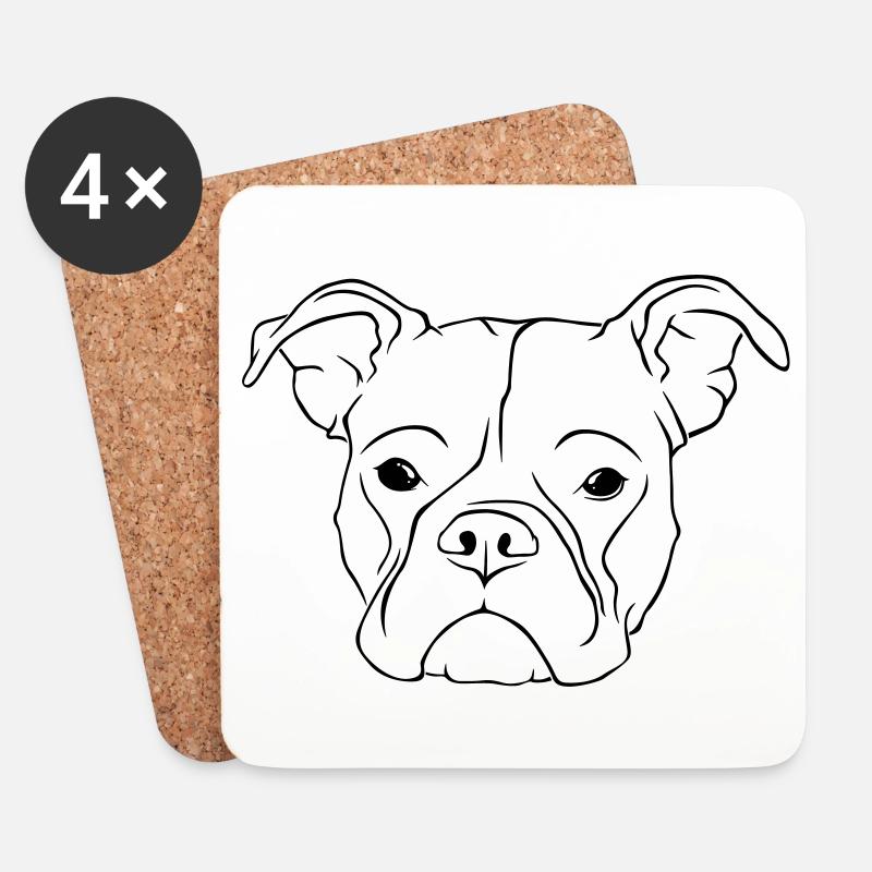 Bulldog - Untersetzer (4er-Set) - Weiß