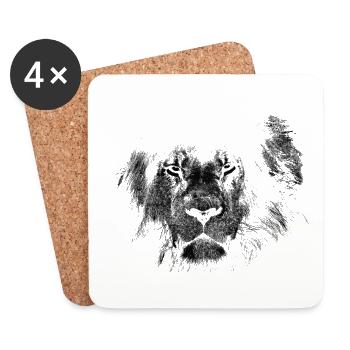 Lion - Dessous de verre (lot de 4) - blanc - Devant