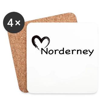 Un cœur pour Norderney - Dessous de verre (lot de 4) - blanc - Devant