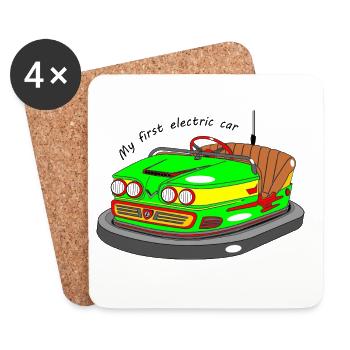 Mein erstes Elektroauto - Untersetzer (4er-Set) - Weiß - Vorne