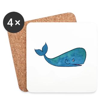 Playful Blue Whale Illustration - Coasters (set of 4) - white - Front