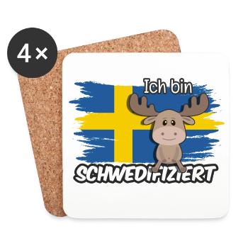 ch bin Schwedifiziert Spruch Flagge Elch - Untersetzer (4er-Set) - Weiß - Vorne