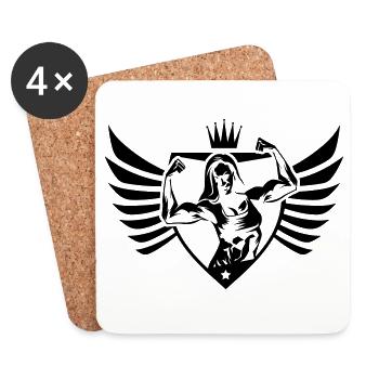 crête de fille de musculation - Dessous de verre (lot de 4) - blanc - Devant