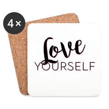 Love Yourself lettering Pascal Voggenhuber - Coasters (set of 4) - white - Front