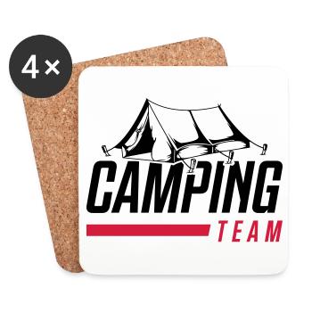 équipe de camping en tente - Dessous de verre (lot de 4) - blanc - Devant