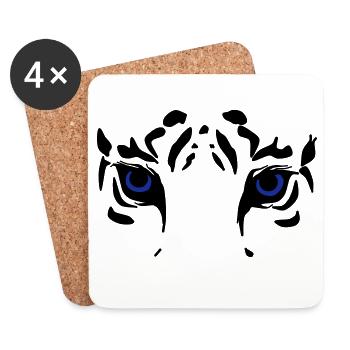 tête de tigre - Dessous de verre (lot de 4) - blanc - Devant
