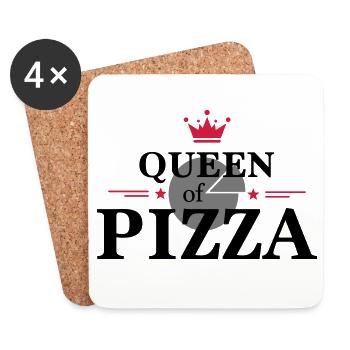 Reine de la pizza - Dessous de verre (lot de 4) - blanc - Devant