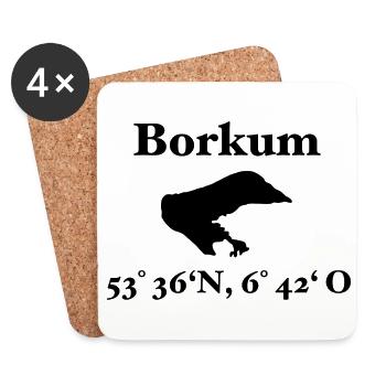 Borkum Design, Nordseeinsel - Untersetzer (4er-Set) - Weiß - Vorne