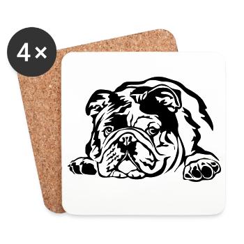 Bouledogue anglaise - Dessous de verre (lot de 4) - blanc - Devant