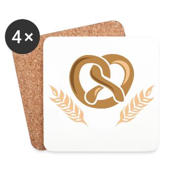 baker bakery cereal barley wheat icon logo - Coasters (set of 4) - white - Front