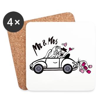 Warm wedding cart for couples - Coasters (set of 4) - white - Front