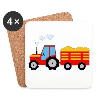 Tracteur - Dessous de verre (lot de 4) - blanc - Devant