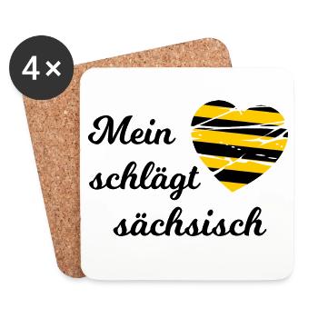 Ein Herz für Sachsen - Untersetzer (4er-Set) - Weiß - Vorne