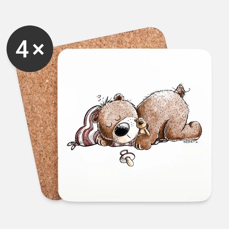 Drolliger Brauner Bär Schläft Und Träumt - Untersetzer (4er-Set) - Weiß