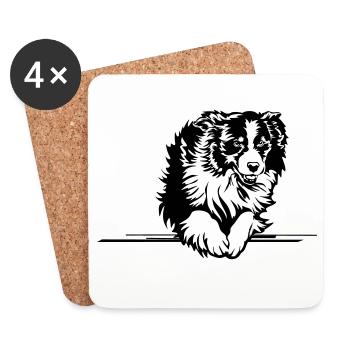 Australian Shepherd - Dessous de verre (lot de 4) - blanc - Devant