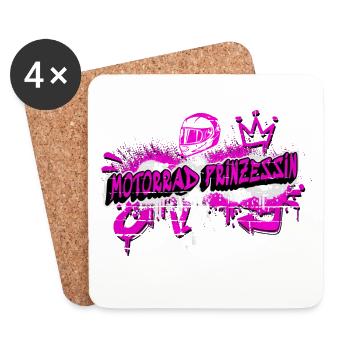 Motorrad Prinzessin Graffiti Design - Untersetzer (4er-Set) - Weiß - Vorne