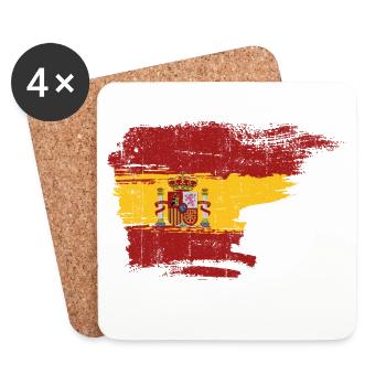 Pinselstrichwappen der spanischen Flagge - Untersetzer (4er-Set) - Weiß - Vorne