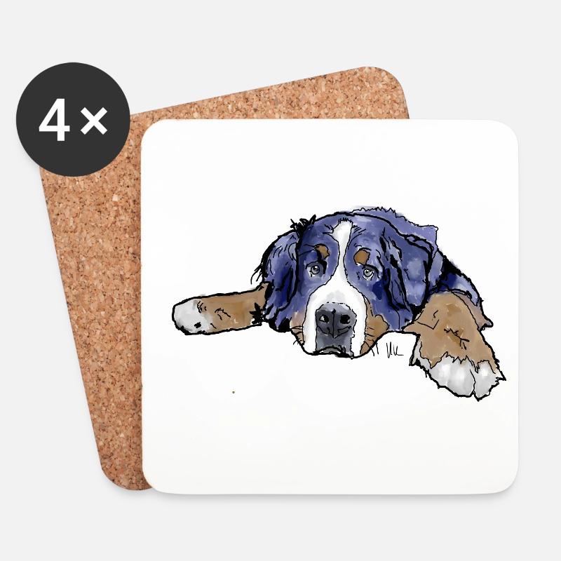 Berner Sennenhund - Untersetzer (4er-Set) - Weiß