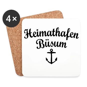Heimathafen Büsum (Schwarz) - Untersetzer (4er-Set) - Weiß - Vorne