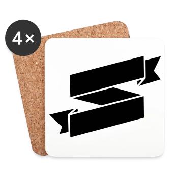Black Ribbon Banner - Coasters (set of 4) - white - Front