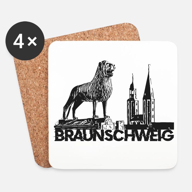 Braunschweig Löwe - Untersetzer (4er-Set) - Weiß