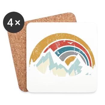 Retro Mountain Sunset Arc - Coasters (set of 4) - white - Front