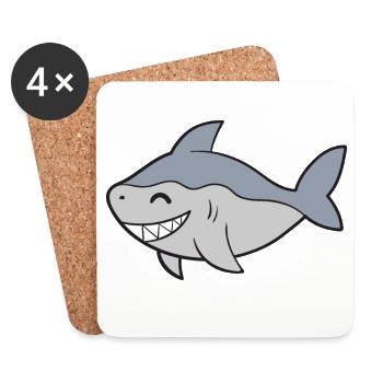 Hai Haifisch - Untersetzer (4er-Set) - Weiß - Vorne