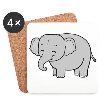 Elephant Elephants - Coasters (set of 4) - white - Front