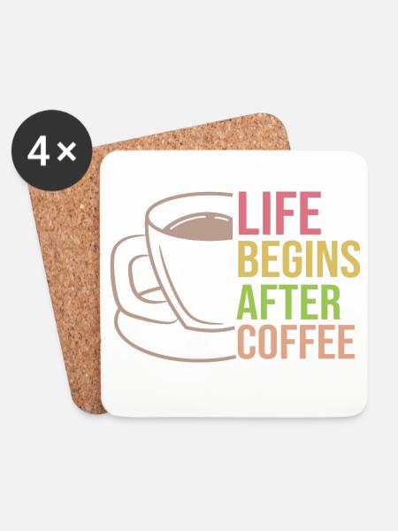 Kaffeetasse Statement Kaffee Trinken Koffein - Glasbrikker (sæt med 4 stk.) - hvid