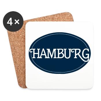 Hamburg Round Logo Typography - Coasters (set of 4) - white - Front