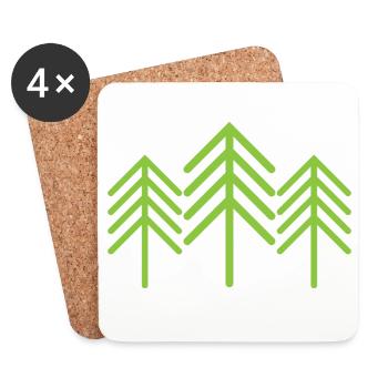 Tree Trees Symbol Forest Minimalism Green Icon - Coasters (set of 4) - white - Front