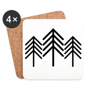 Tree Trees Icon Logo icon Forest Illustration - Coasters (set of 4) - white - Front