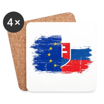 EU Slovakia Flag Fusion - Coasters (set of 4) - white - Front