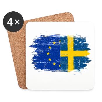 EU-Sweden Brush Flag Fusion - Coasters (set of 4) - white - Front