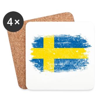 Swedish Brush Flag - Coasters (set of 4) - white - Front