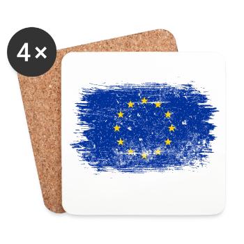 Drapeau Cercle de l’UE en trait de pinceau - Dessous de verre (lot de 4) - blanc - Devant