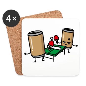 Funny Beer Pong Table Tennis Beer Can Ping Pong - Coasters (set of 4) - white - Front