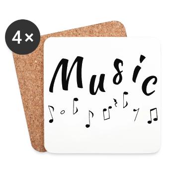 Schriftzug music, beste musiksprüche, musiker - Untersetzer (4er-Set) - Weiß - Vorne