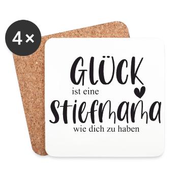Mama Stiefmama Bonusmama Familie Geschenk Glück - Untersetzer (4er-Set) - Weiß - Vorne