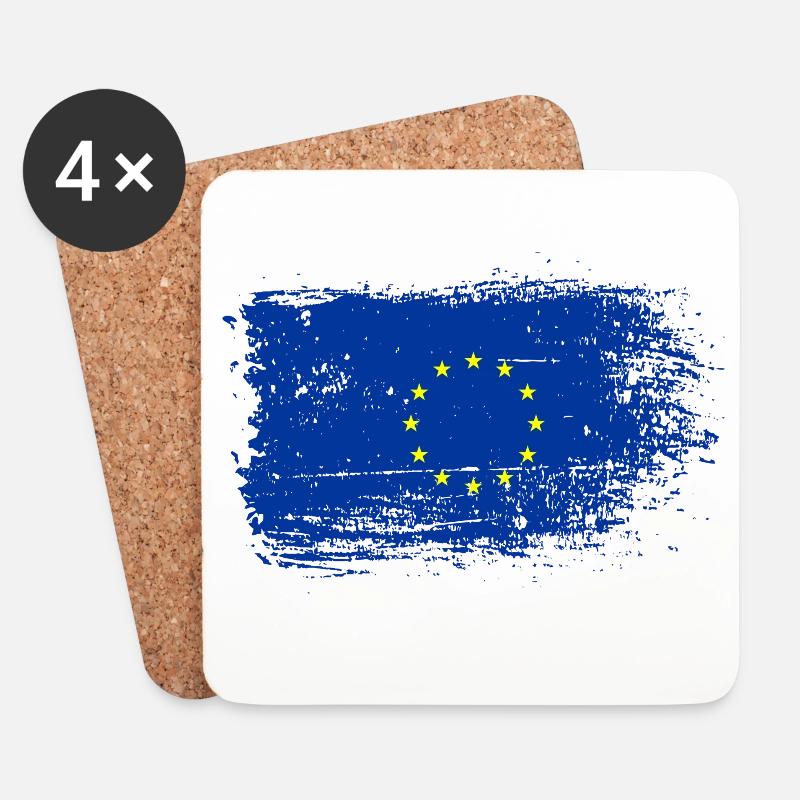 Pinselstrich EU-Flagge - Untersetzer (4er-Set) - Weiß