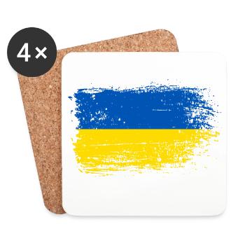 Flag Brush Stroke Ukraine - Coasters (set of 4) - white - Front